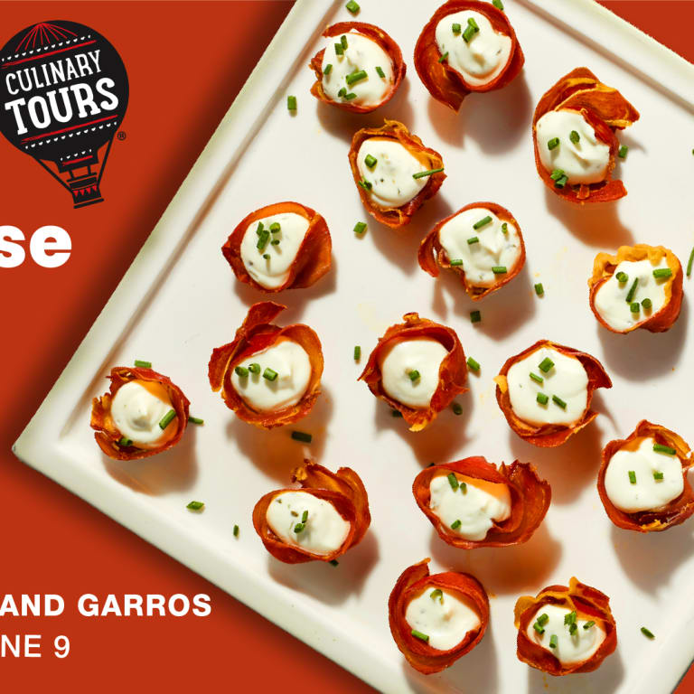 Whipped Goat Cheese Prosciutto Cups: Roland Garros Recipes from Culinary Tours