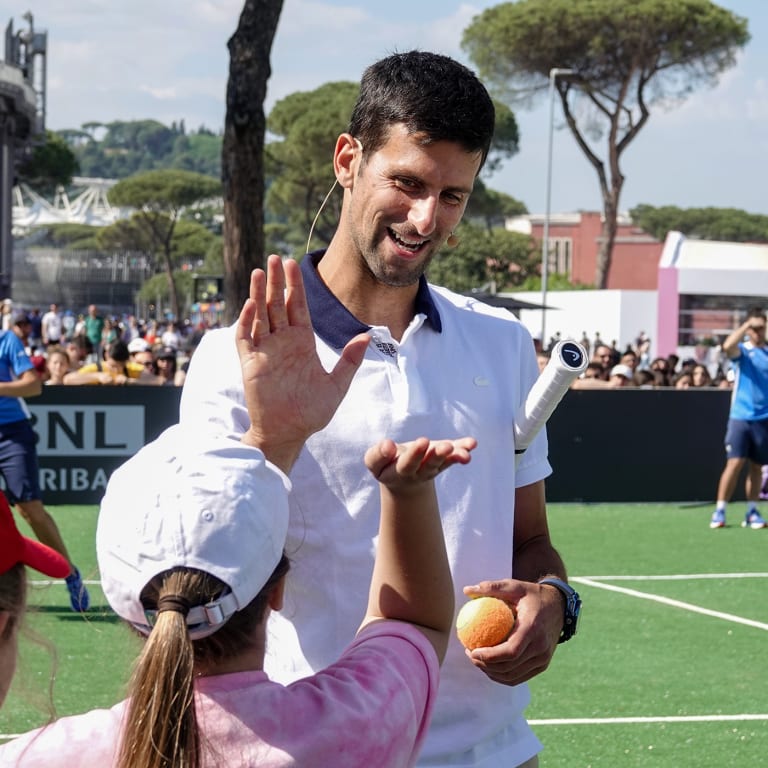 Aspiring champs get quality time with Novak Djokovic at Rome's "Young Village" program