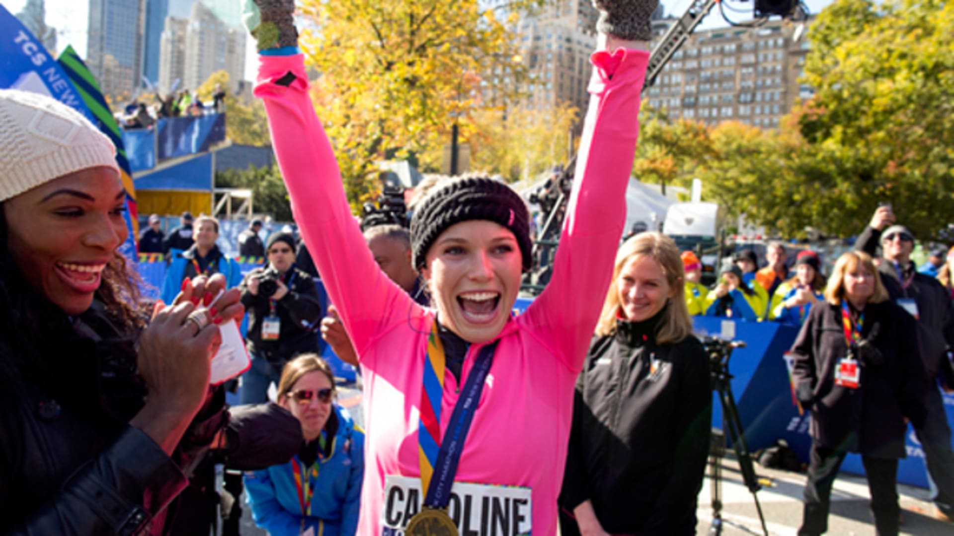 VIDEO: Caroline Wozniacki at the New York City Marathon line