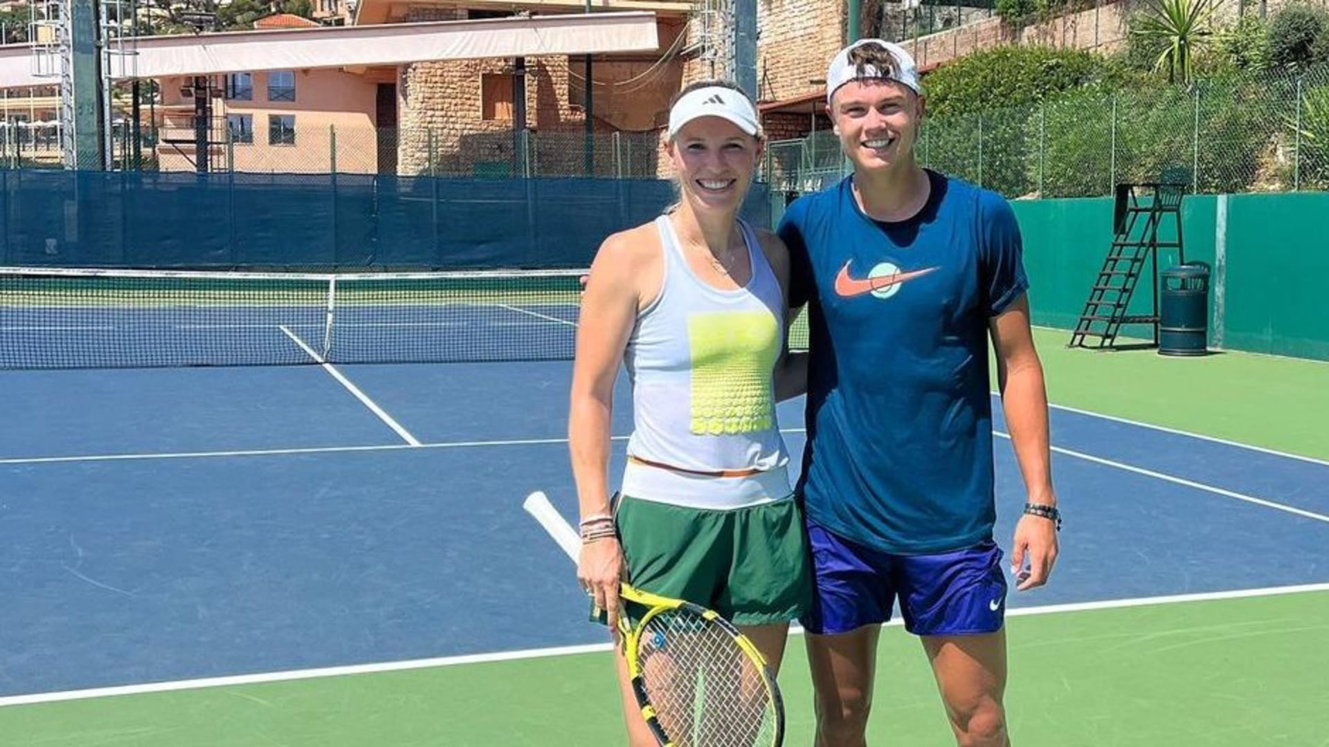 Great Danes Holger Rune, Caroline Wozniacki hit practice courts ahead of Woz return