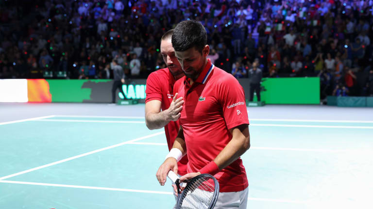Djokovic failed to convert three match points in defeat to Sinner in Davis Cup.