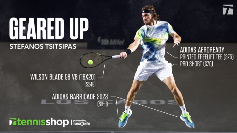 Tsitsipas wore the Aeroready tee and shorts during his title-winning run in Los Cabos.