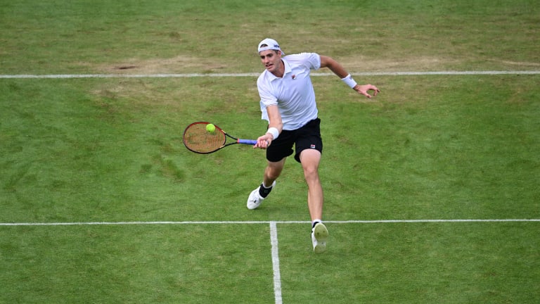 Isner has upped his lifetime record in Newport to 28-6 so far this week.