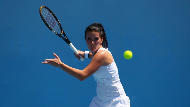 Nastja Kolar playing in juniors at the 2011 Australian Open.