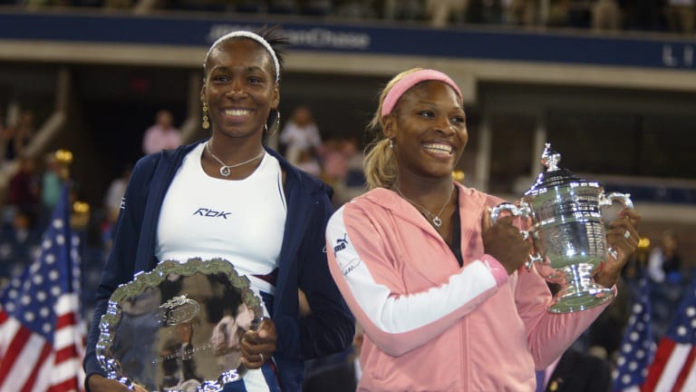 #4: 2002 US Open—In a rematch of the previous year’s final, Serena (right) defeated Venus 6-4, 6-3 to win her third Grand Slam title in a row.
