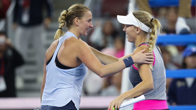 Kvitova and Wozniacki have played 14 times, with the Czech leading 8-6.
