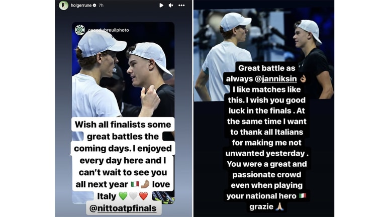 Rune signed off from Turin by sharing a series of Instagram Stories wishing the semifinalists "some great battles" and praising the "passionate" Italian crowd.