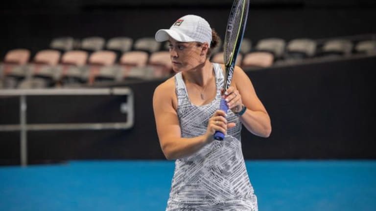 Ashleigh Barty in a dress from Fila's Foul Line collection.