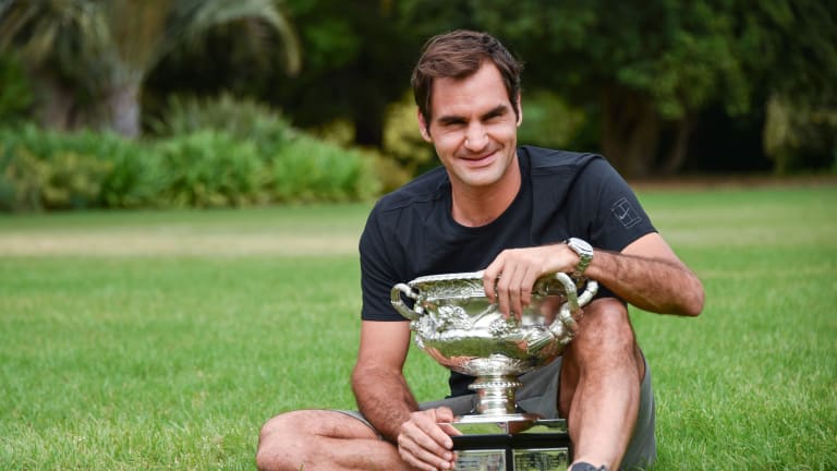 A tearful Roger Federer thanks his late Australian coach, Peter Carter