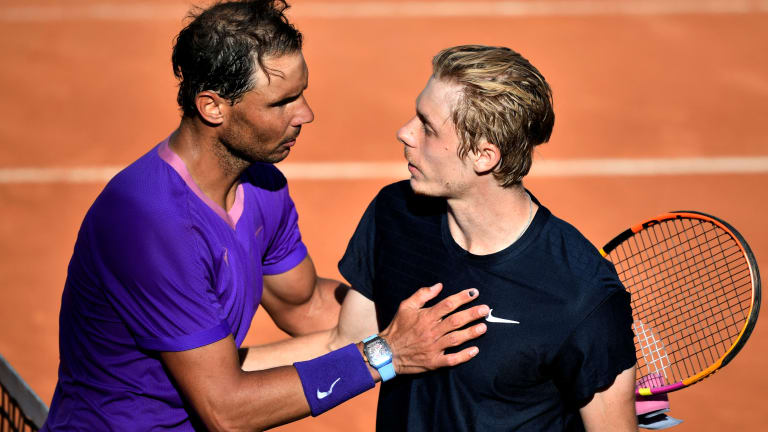 Rome: Nadal slides and slithers and scrambles his way past Shapovalov