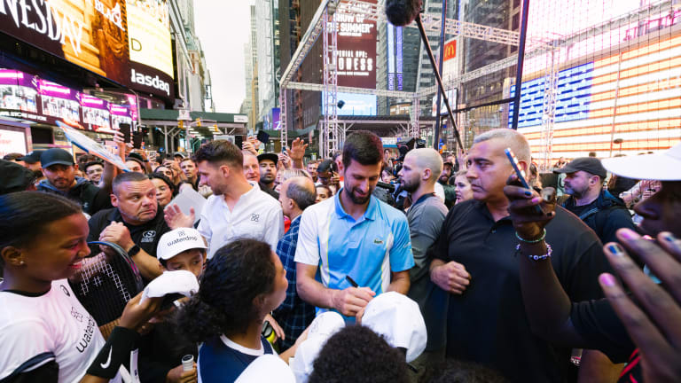 “It was the first time I played tennis at the Times Square!" Djokovic said of the event with Waterdrop.