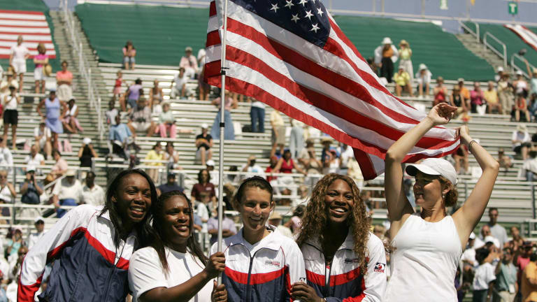 Garrison coached Williams as an important behind-the-scenes advisor, and as United States captain in Fed Cup (pictured here, in 2005).