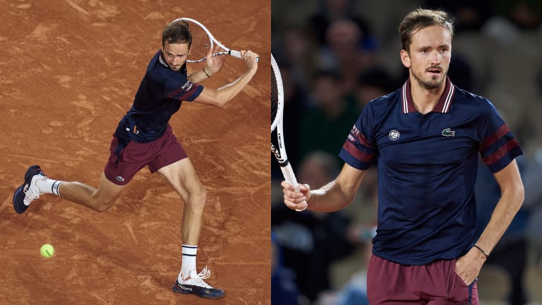 After ditching the layers, Medvedev unveiled one of the best kits of the tournament in Lacoste's Roland Garros 2024 Collection.