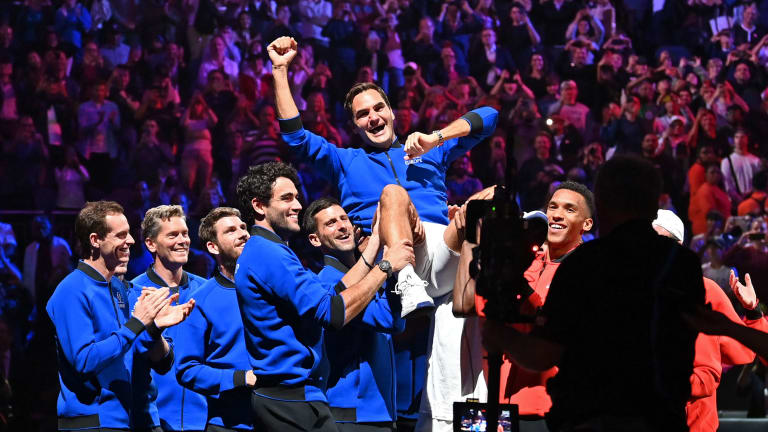 The event boasted a stacked Team Europe line-up, featuring all of the Big Four, with Rafael Nadal, Novak Djokovic and Andy Murray joining Federer in London.