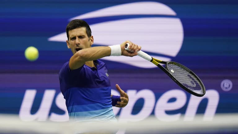 Djokovic withstood an electric set of tennis to comfortably advance at Flushing Meadows.