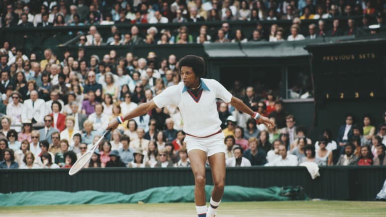 At 4-4 in the fourth set of the 1975 Wimbledon final against Jimmy Connors, Ashe delivered the title-winning knockout blows with two screaming backhand winners.