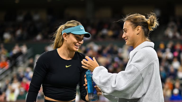 Sabalenka helped tour bestie Paula Badosa hydrate. Unfortunately for the Spaniard, she and Cameron Norrie lost in the opening phase of the competition.