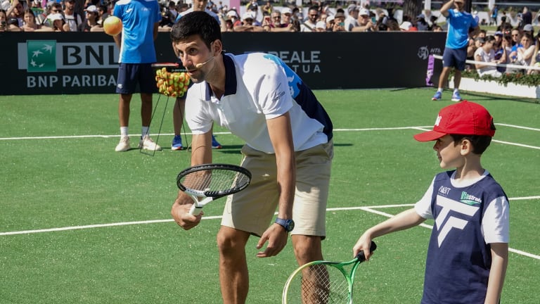 Djokovic At Rome's "Tennis Village" Program - 3
