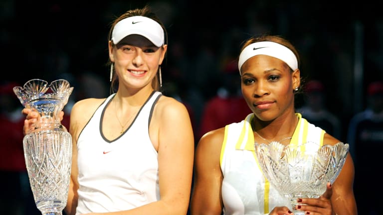 After this photo at the 2004 WTA Finals, Serena never lost to Sharapova again, going 19-0 against her the rest of her career—and 38-3 in sets.