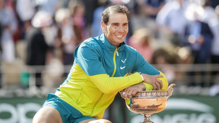 Nadal went with teal and yellow during his route to the 2022 Roland Garros crown—at the time, it was a record-extending 22nd Grand Slam title.