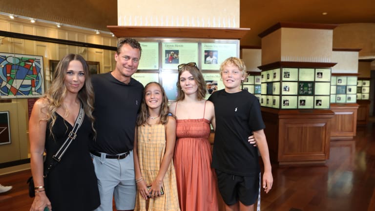 Those joining Hewitt this weekend include wife Bec and their children, Ava, Mia and Cruz.