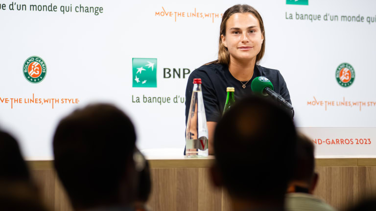 Sabalenka returned to the open press conference format for the first time since her second round on Tuesday.