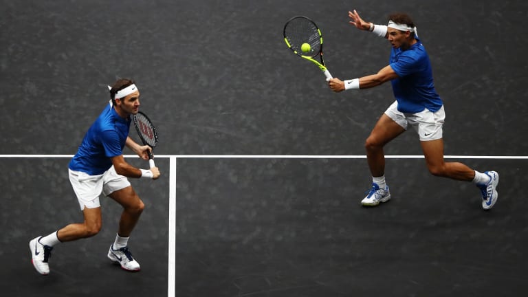The tour's most inimitable stylistic contrast finally came together for the first time on the doubles court in 2017, with Federer and Nadal teaming up to defeat Sam Querrey and Jack Sock in a match tiebreaker.