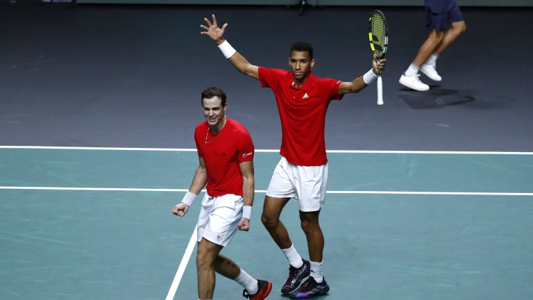 Canada defeated Italy 2-1 in Saturday's Davis Cup semifinals.