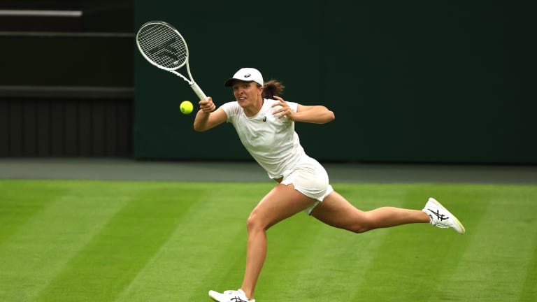 Swiatek practiced on Centre Court and has been tipped to open play Tuesday in place of retired reigning champion Ashleigh Barty.
