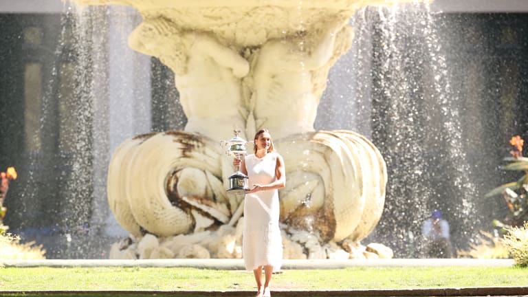 Sabalenka also posed in front of the Hochgurtel Fountain, the largest and most elaborate fountain in Australia.