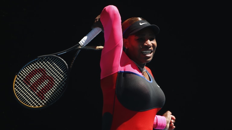 Serena accelerates low to high, finishing on same side