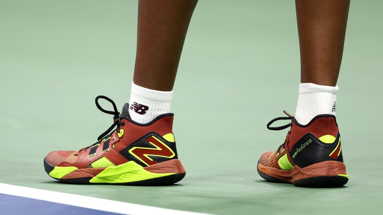 Gauff's signature shoe, the New Balance Coco CG1, features a basketball-inspired high-top design.