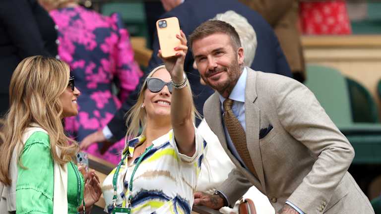 Retired soccer star David Beckham was a popular selfie target on Day 1.