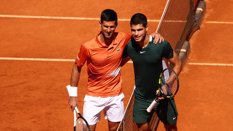 Last May, in Madrid, Djokovic and Alcaraz met for the first—and thus far only—time, in the semifinals. The Spaniard came away with the win in a third-set tiebreak.
