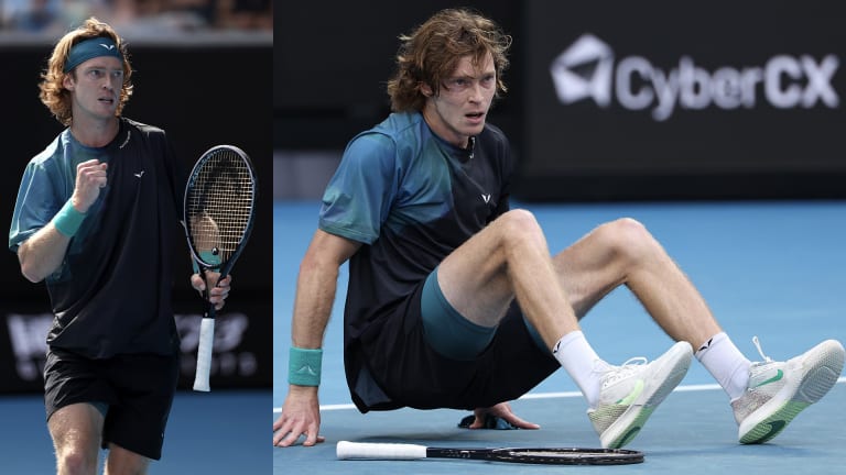Andrey Rublev in Rublo and Nike shoes