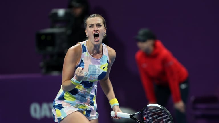 Kvitova holds off inspired Jabeur to clinch Doha quarterfinal meeting