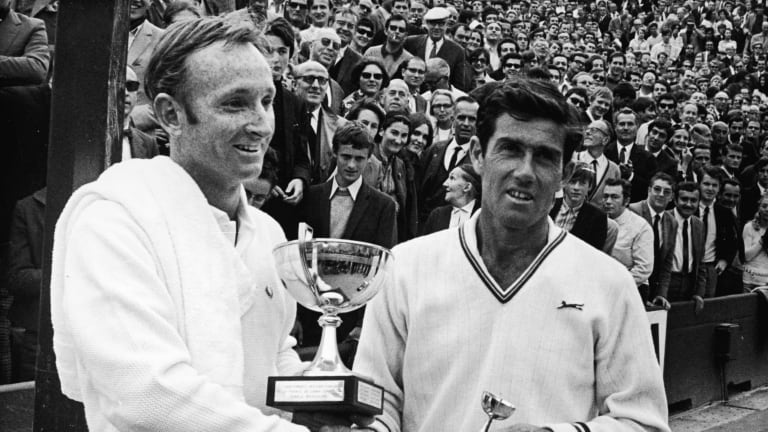 Laver after defeating Rosewall in the 1969 French Open final.