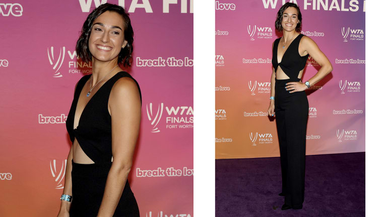 Caroline Garcia also opted for cutouts in her black jumpsuit.
