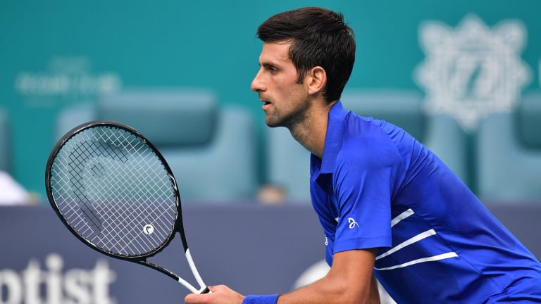 Djokovic, seen here at the 2019 Miami Open, won his very first Masters tournament in South Florida in 2007. He's won it five more times since.