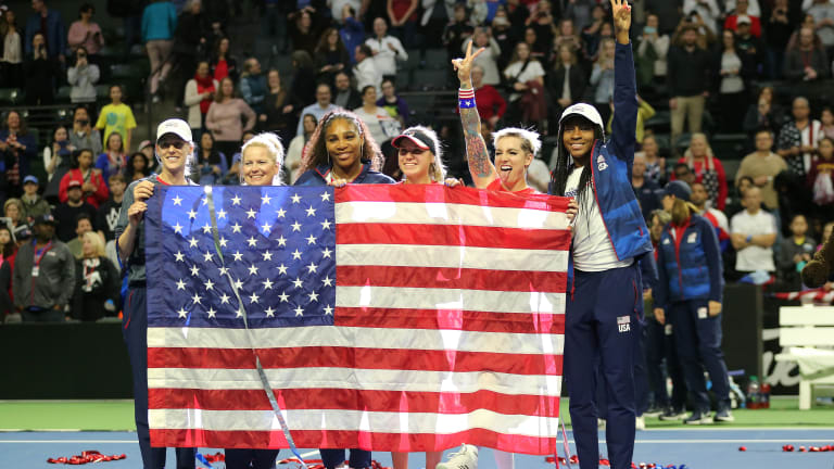 Gauff was on hand for Team USA's Billie Jean King Cup tie against Latvia in 2020.