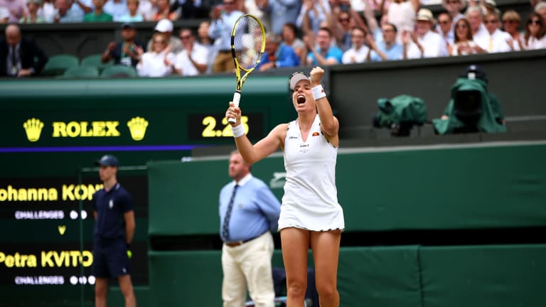 Crowd favorite Konta roars back to knock off Kvitova at Wimbledon