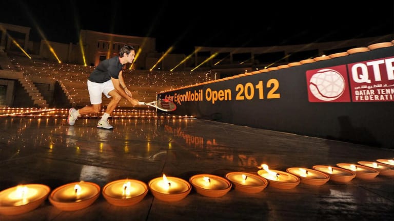 In 2012, Federer and Nadal played at amphitheater in the cultural village of Katara in Doha to kick off the new season.