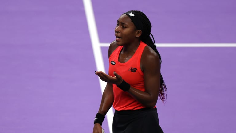 Coco Gauff struck 43 unforced errors on Thursday and has yet to win a set in singles.