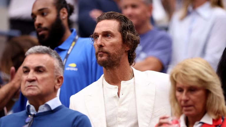 No one could miss Matthew McConaughey in Djokovic's box along with the soon-to-be-No. 1's parents and wife Jelena.