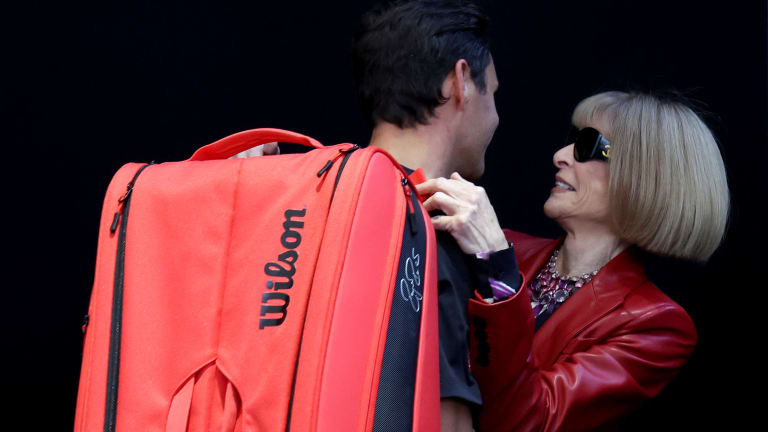 Anna Wintour, editor-in-chief of Vogue and self-proclaimed Federer "groupie", made sure she didn't miss the moment either.