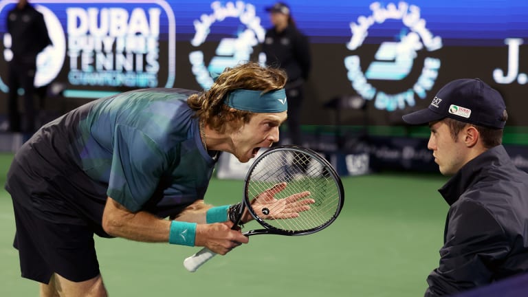 Let's be clear, Rublev's aggressive behavior toward the line umpire was unacceptable. But it wasn't his behavior that got him defaulted: According to the referee, Rublev was penalized for "verbal abuse"—an accusation the player has emphatically denied.