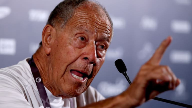 Nick Bollettieri speaks to the media during the 2015 Rio Open.