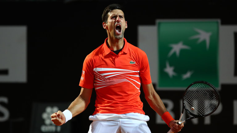 Djokovic saves 2 match points, tops del Potro in surprise Rome classic
