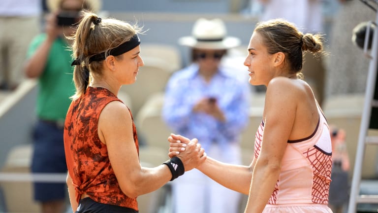 Muchova battled back from 5-2 down in the third set—and saved a match point—to beat No. 2 Aryna Sabalenka in the semifinals, before falling to No. 1 Iga Swiatek in a thrilling three-set final.