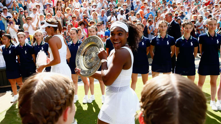 #21: 2015 Wimbledon—Serena defeated Garbiñe Muguruza 6-4, 6-4 to claim her sixth Wimbledon title and complete the “Serena Slam” for the second time.